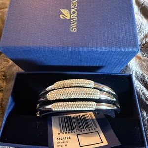 Swarovski Cypress Torque Crystal Rhinestone Rhodium Bracelet